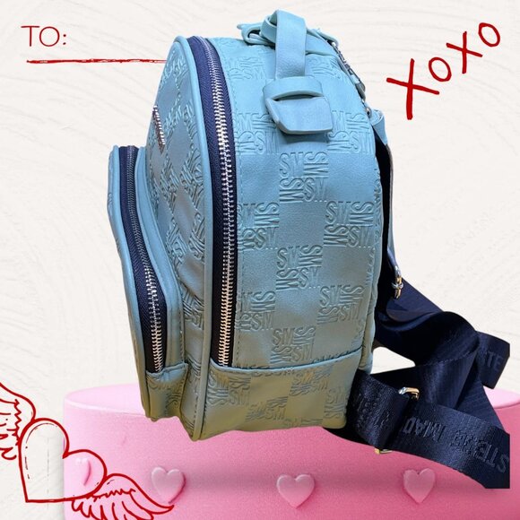 Steve Madden Embossed Mint Green Mini Backpack With Tassel - Picture 6 of 8